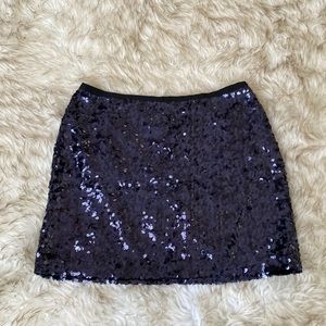Navy Blue Sequin London Jean Mini Skirt
